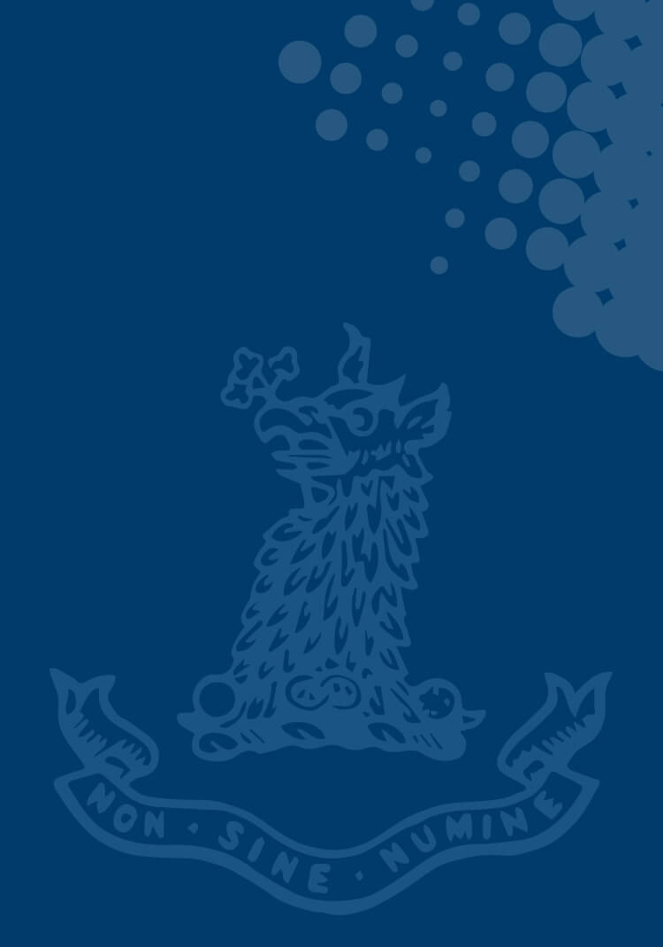 Greene's Educattion Griffin crest on blue background