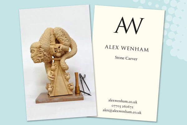 Alex Wenham, stone carver, business cards