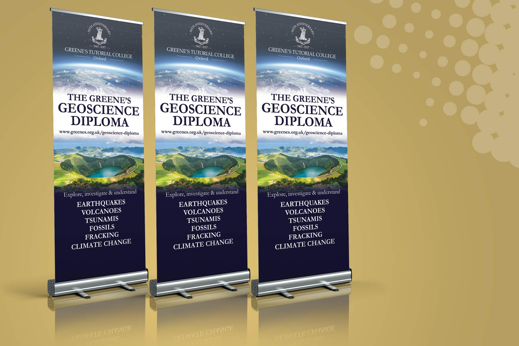 Pull up banners for Greene's Tutorial College Geoscience Diploma