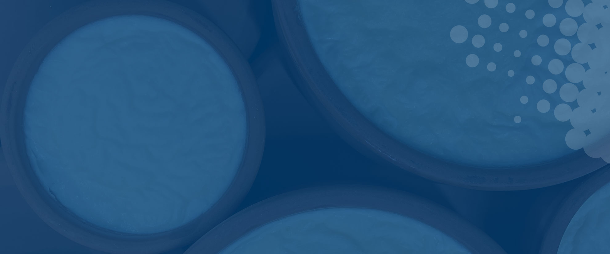 Terracotta pots containing Greek sheep's yoghurt with a dark blue colour wash