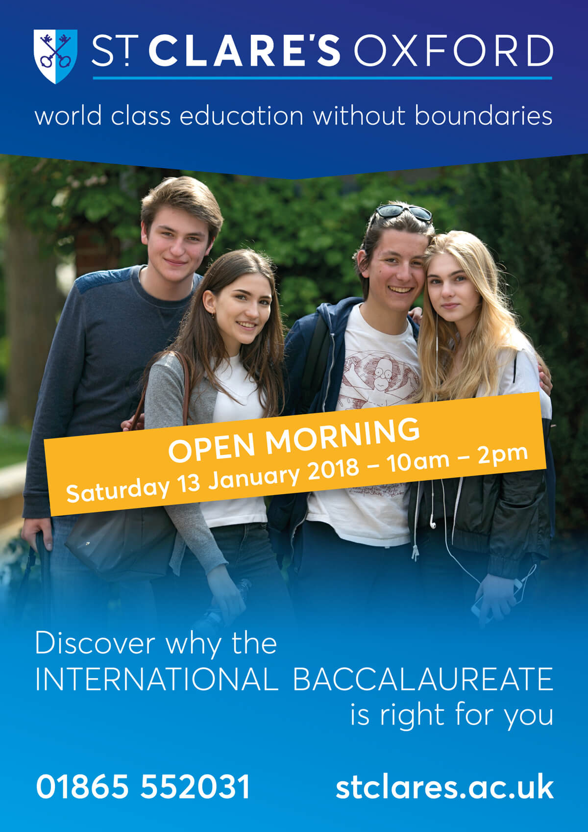 St Clare's open morning advert 2