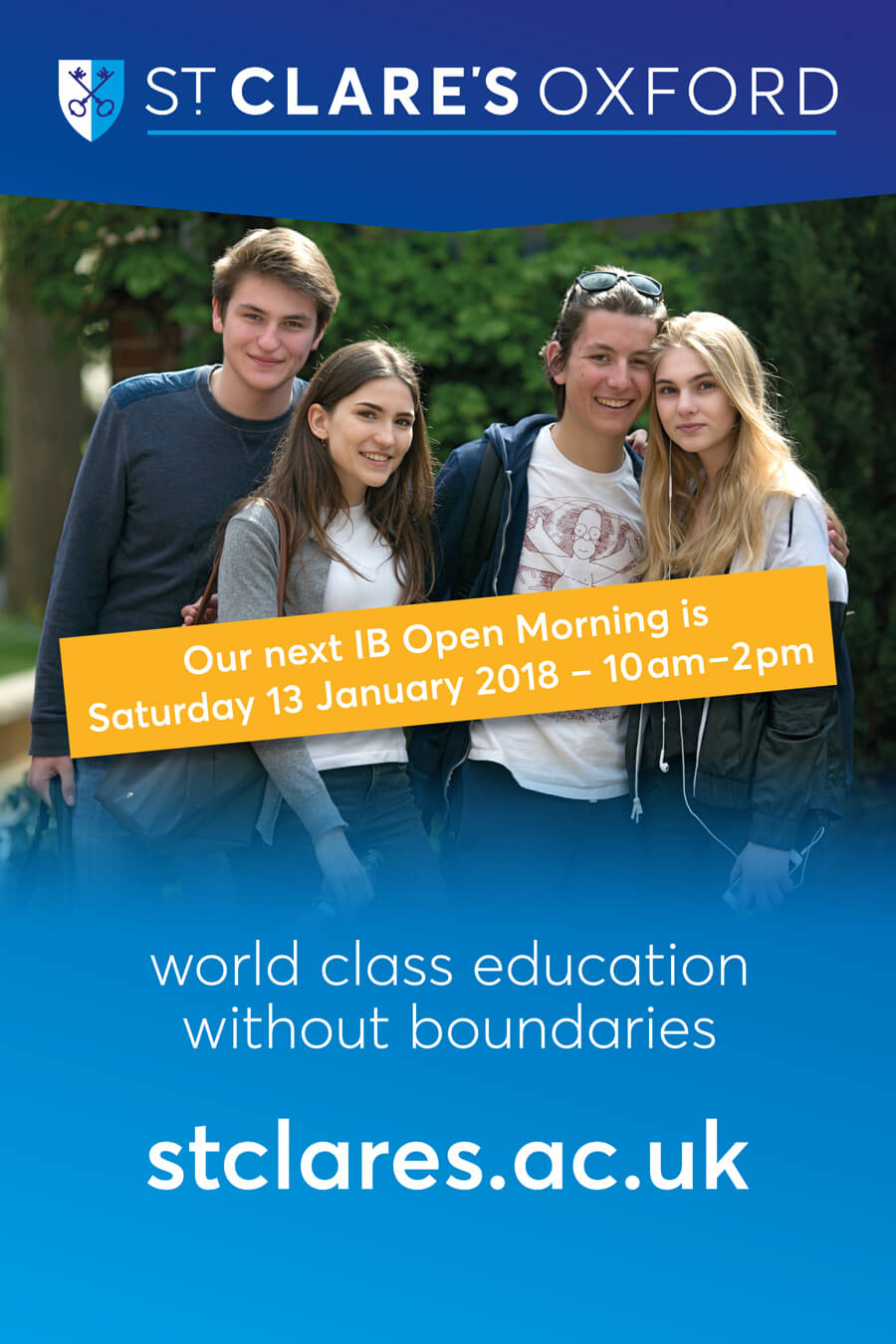St Clare's open morning advert 3