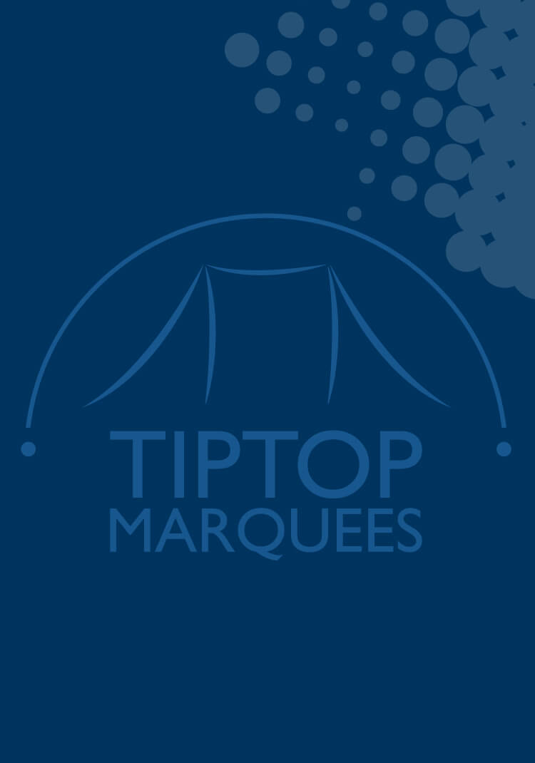 Tip Top Marquees logo on blue background