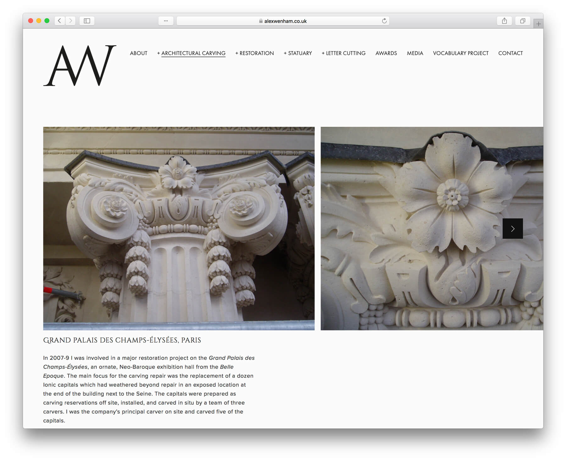 Alex Wenham website Grand Palais