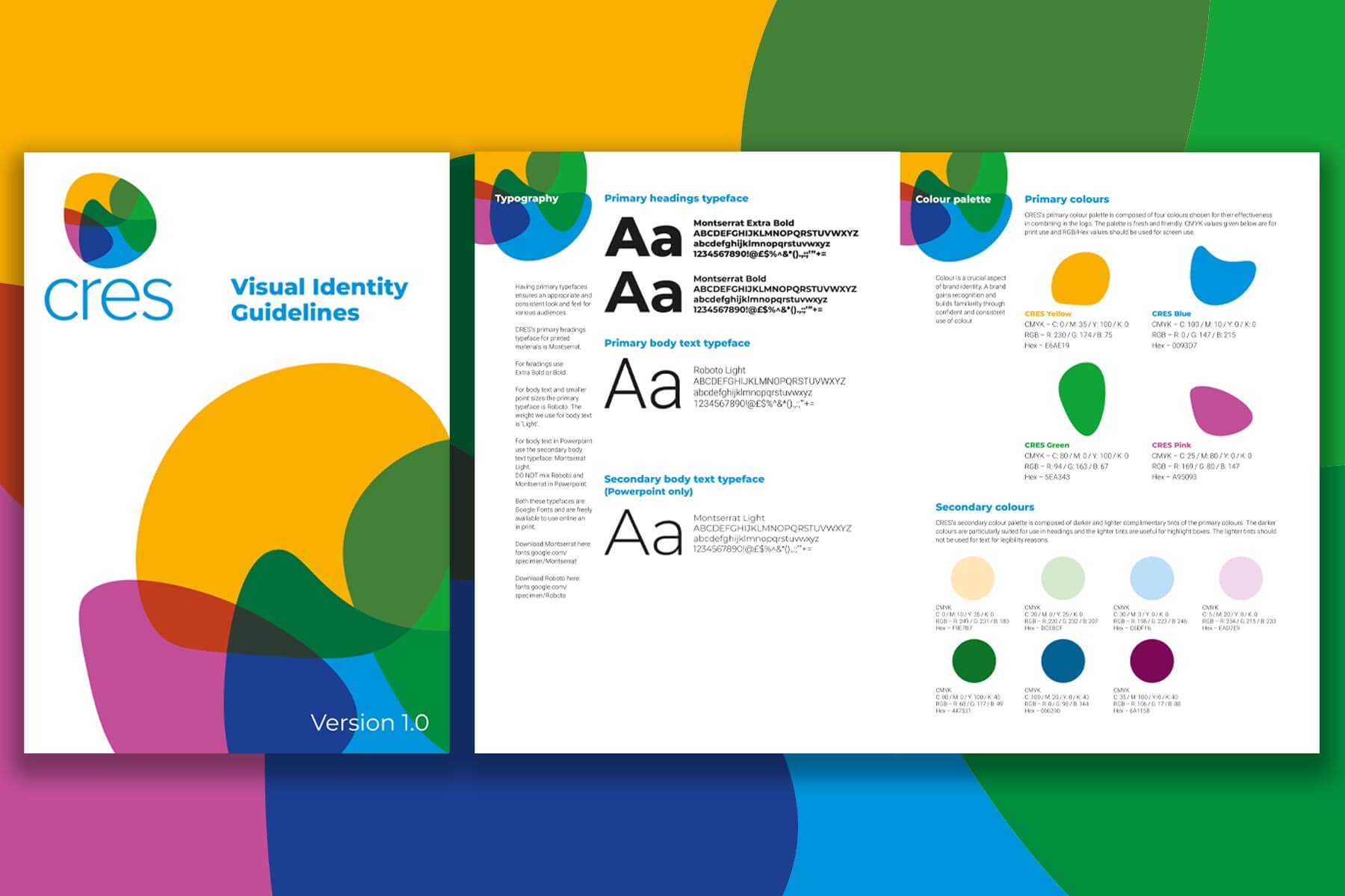 Sample pages from CRES Brand Guidelines