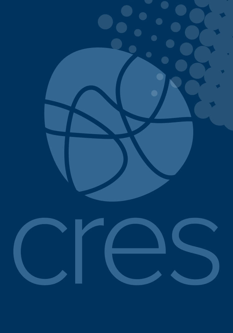 CRES logo on blue background